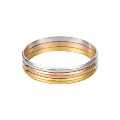 3 Joncs acier doré or, argenté et doré rose. Diam 6,5cm (M)