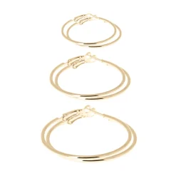 3 paires de créoles acier doré or
