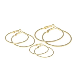 3 paires de créoles acier doré or