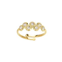 Bague 7 zircons blanc acier doré or