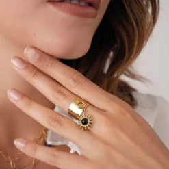 Bague acier dorée or Luza Charms