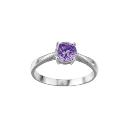 Bague acier Luz zircon mauve