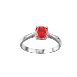 Bague acier Luz zircon rouge