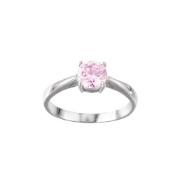 Bague acier Luz zircon rose