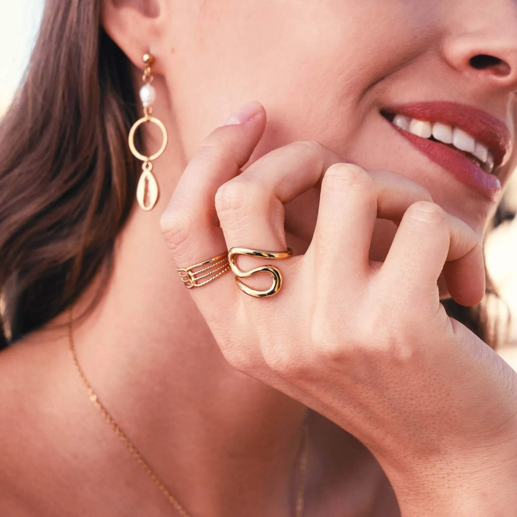 Bague Agathe acier doré or