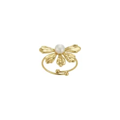 Bague Amélie acier doré or et nacre