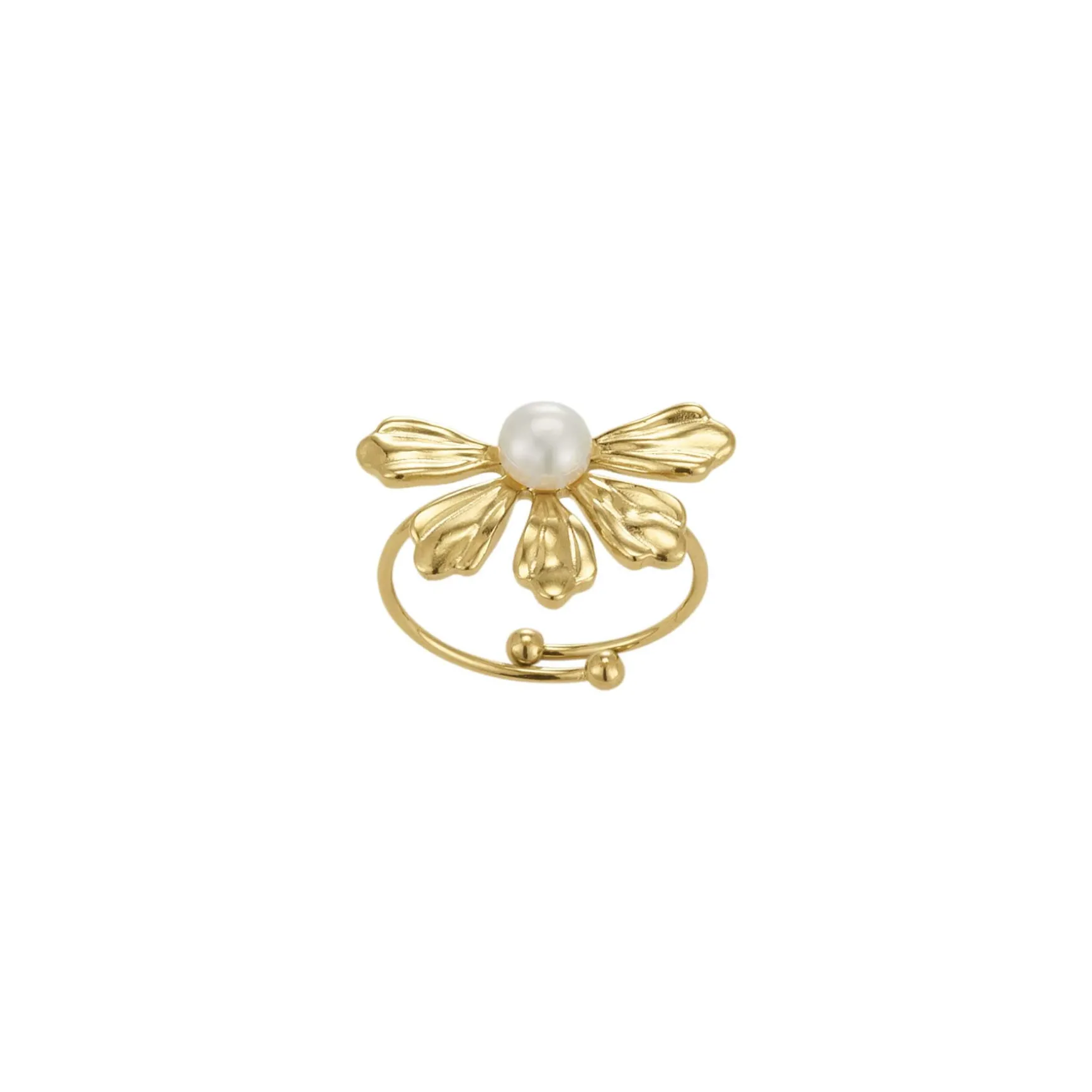 Bague Amélie acier doré or et nacre
