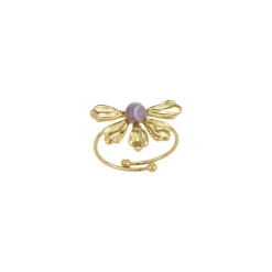 Bague Amélie acier doré or et Améthyste