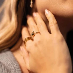 Bague Asio acier doré or