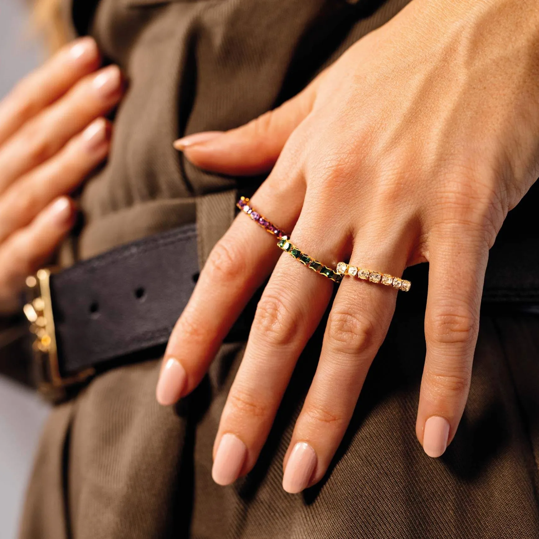 Bague Avenue strass verts