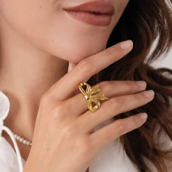 Bague Camillia acier doré or