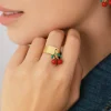 Bague Cherry acier doré or