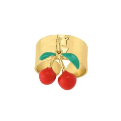 Bague Cherry acier doré or