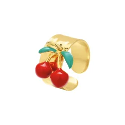 Bague Cherry acier doré or
