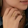 Bague Corazon acier doré or