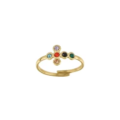 Bague Croix zircons colorés
