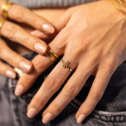 Bague Croix zircons colorés