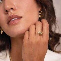 Bague cœur Valentine acier doré or