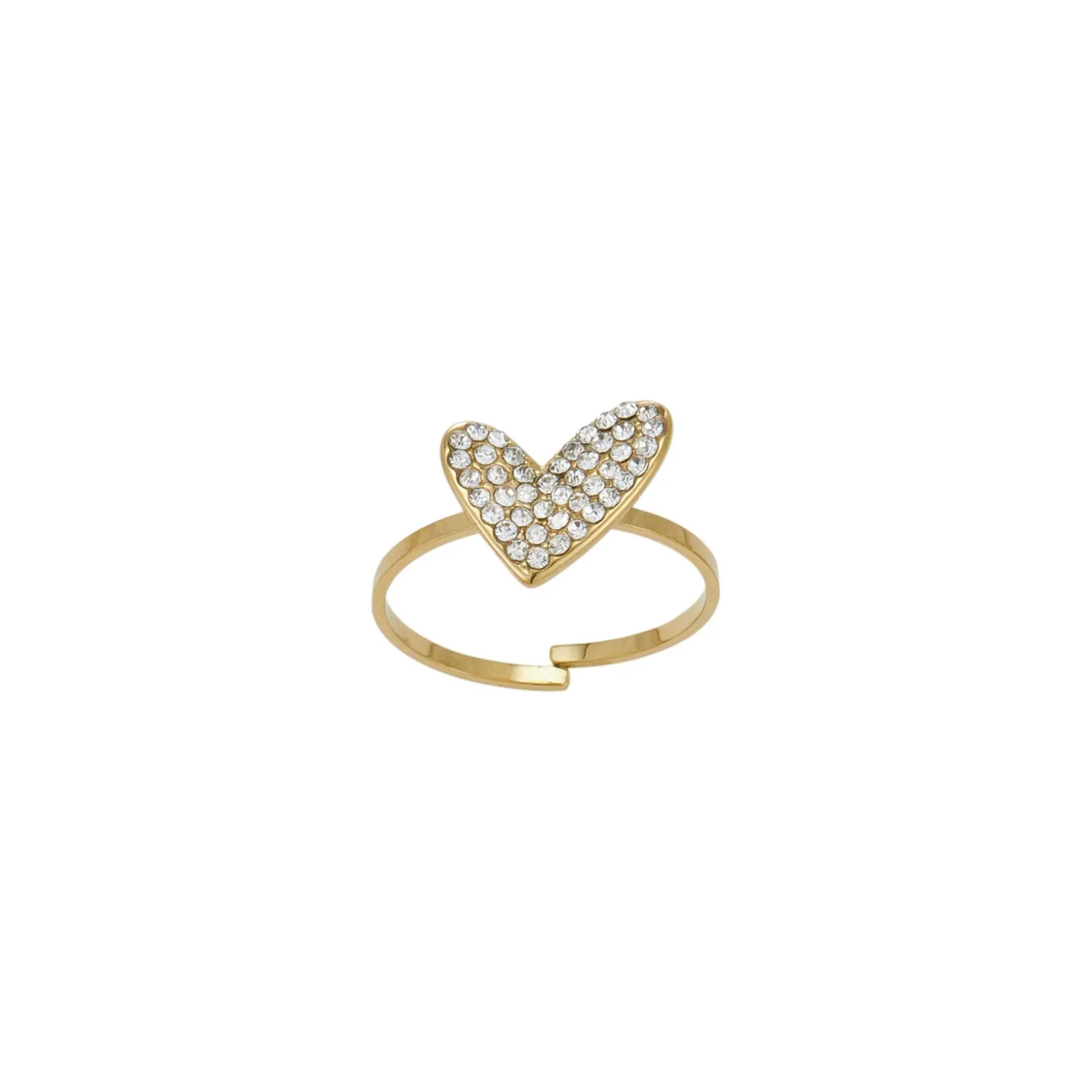 Bague Emmy acier doré or strass