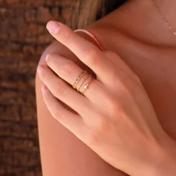 Bague Etoile soleil acier doré or