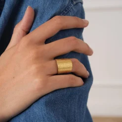 Bague Feliz acier doré or