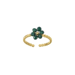 Bague Flora verte doré or acier doré or