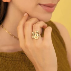Bague Florine acier doré or