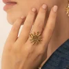 Bague Helios acier doré or