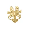 Bague Homard acier doré or