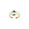 Bague Isa Pierres Malachite acier doré or