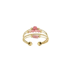 Bague Isa Pierres Rhodonite acier doré or
