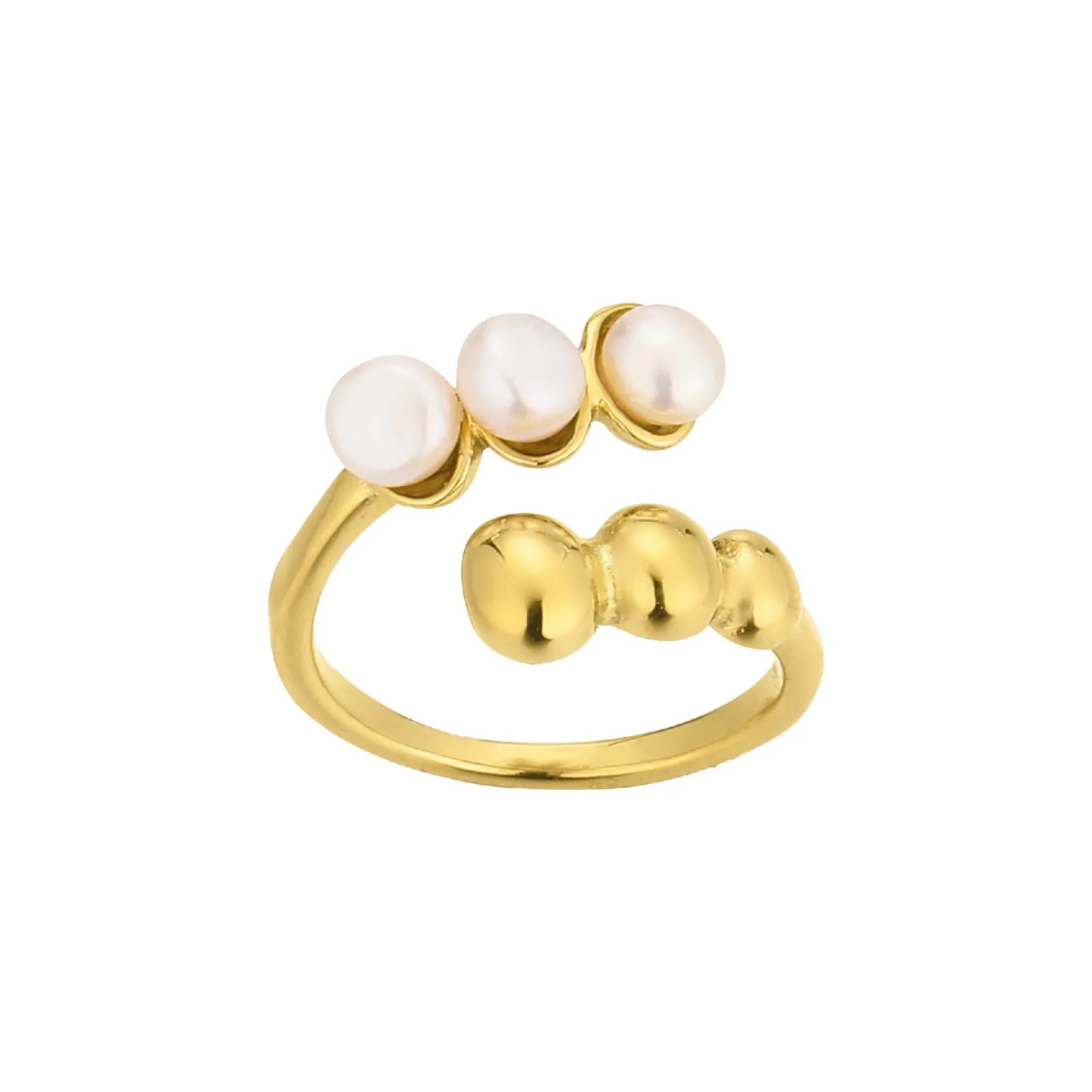 Bague Kali acier doré or et nacre