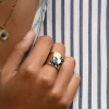 Bague Laurie acier doré or et Lapis Lazuli