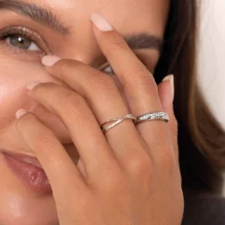 Bague Lona Argent 925 rhodié et zircons