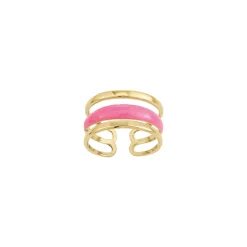 Bague Lona fuchsia acier doré or