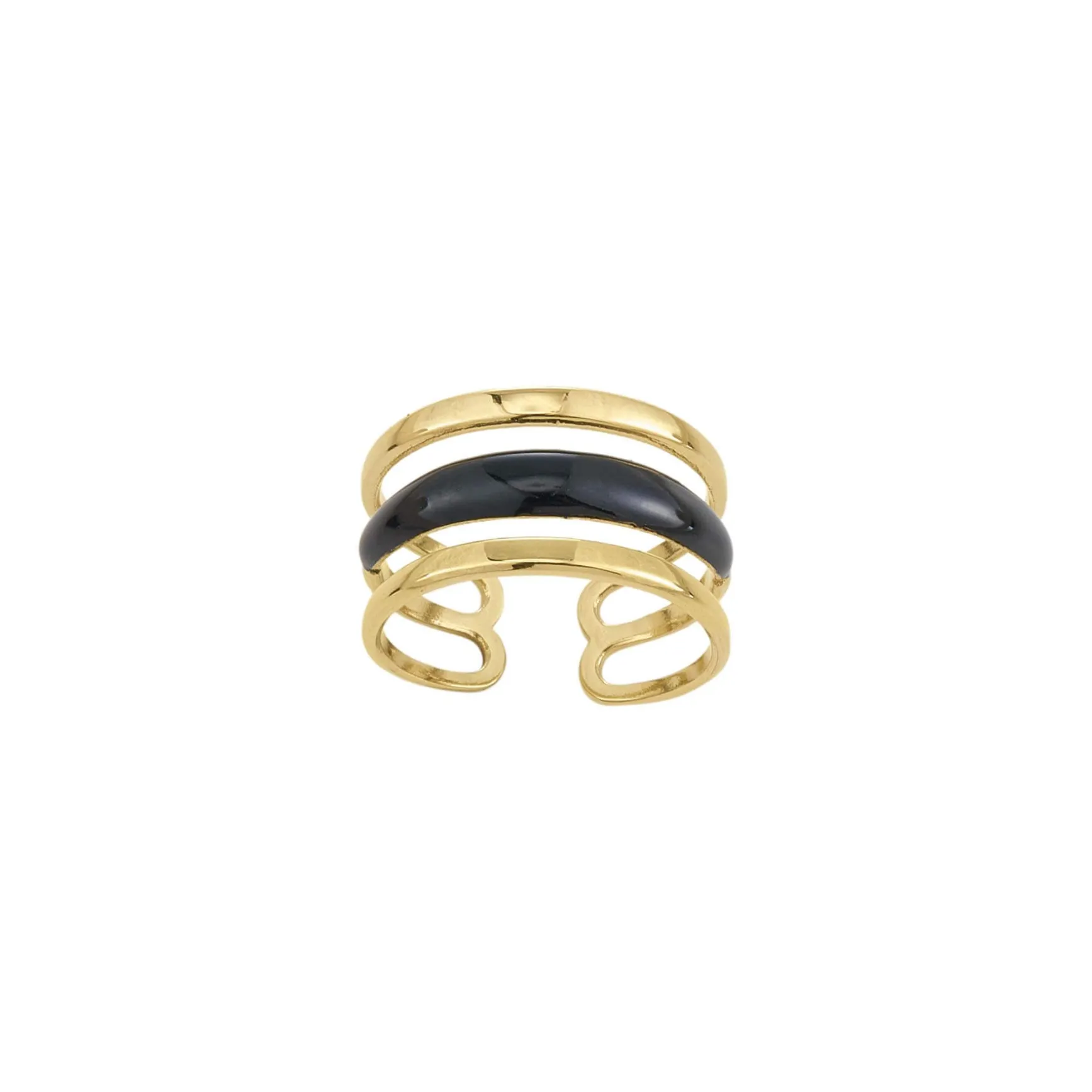 Bague Lona noire acier doré or
