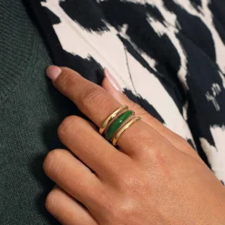 Bague Lona verte acier doré or