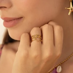 Bague Louisa acier doré or