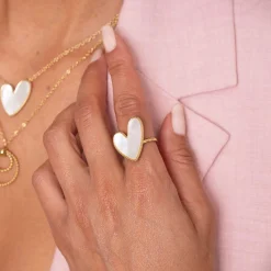 Bague Luzalove acier doré or et nacre