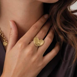 Bague Madeleine acier doré or