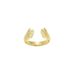 Bague Mains acier doré or