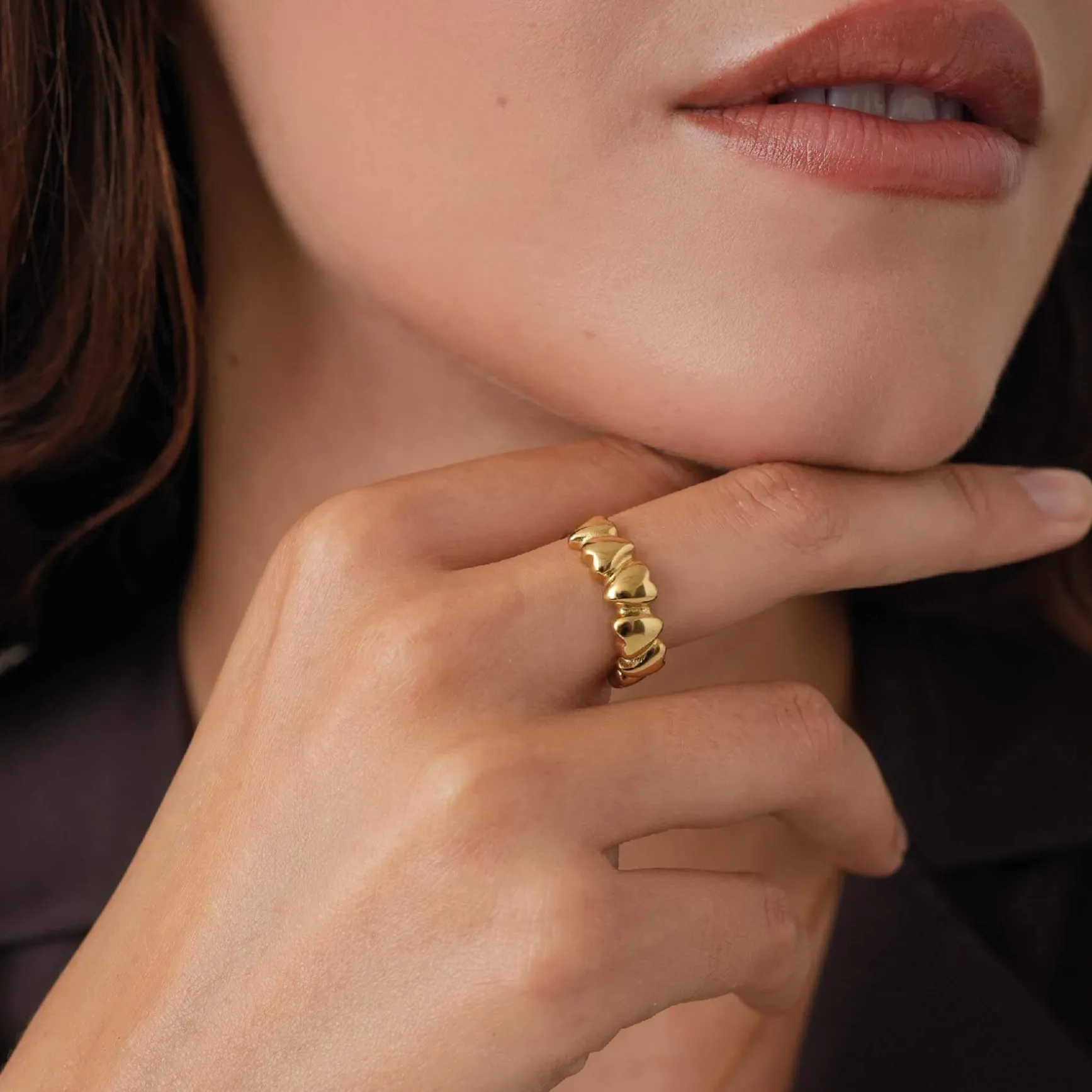 Bague Mathilde acier doré or