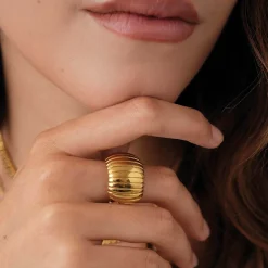 Bague Micheline acier doré or