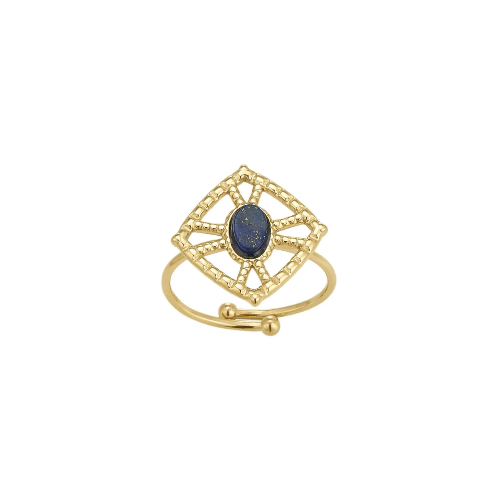 Bague Nadia acier doré or et Lapis Lazuli