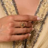 Bague Nadia acier doré or Pin Africain