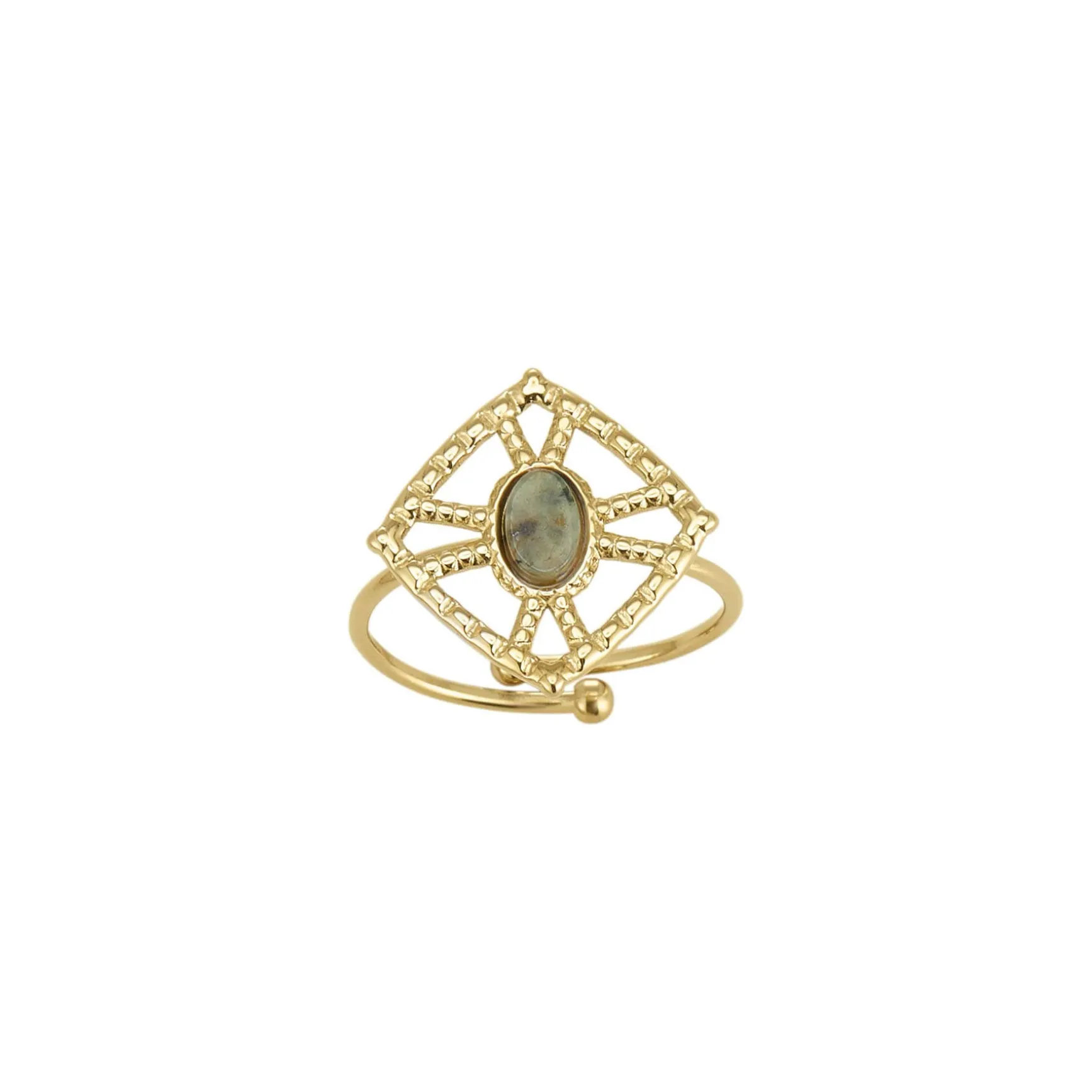 Bague Nadia acier doré or Pin Africain