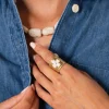 Bague Naomi blanche acier doré or