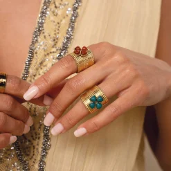 Bague Naomi bleue acier doré or