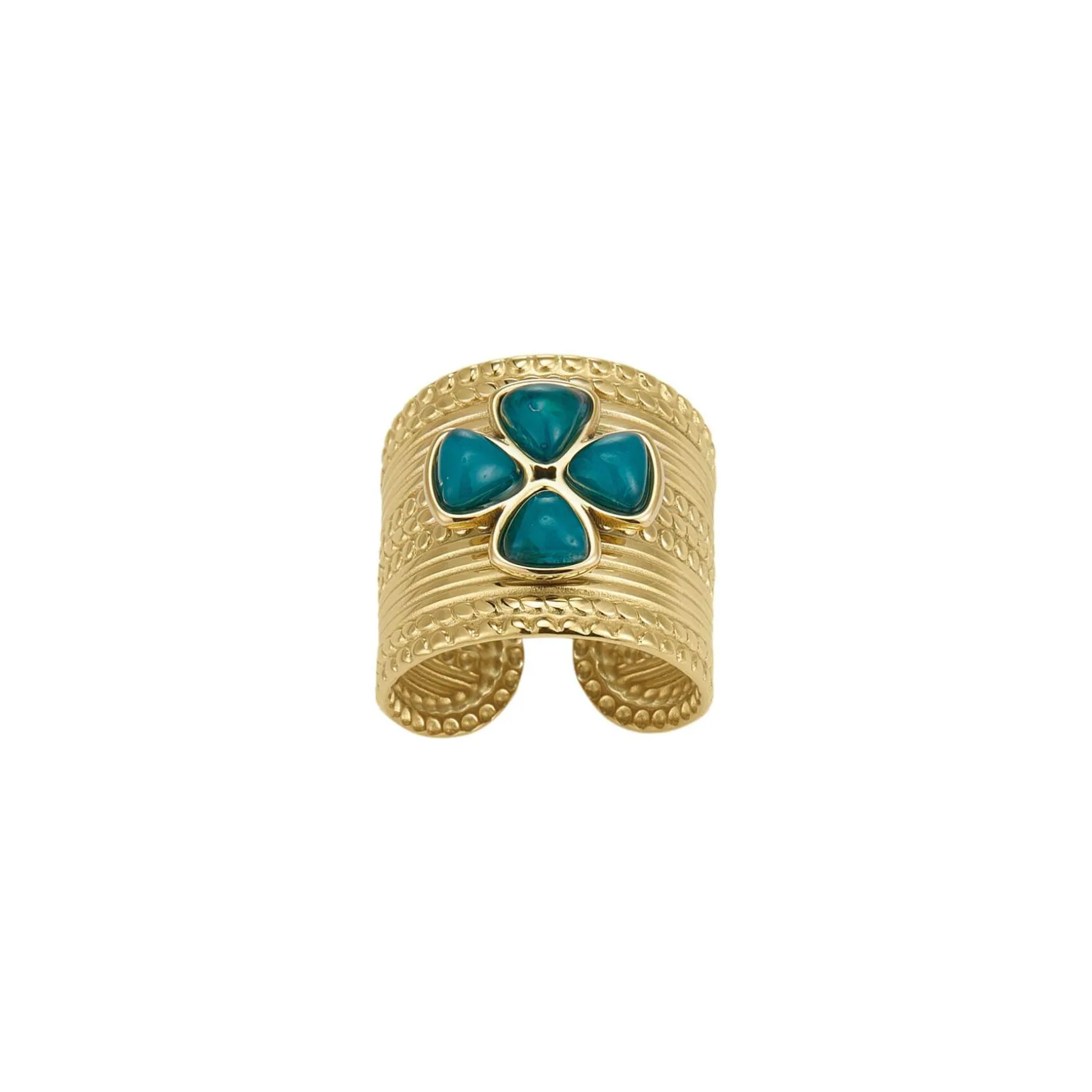 Bague Naomi bleue acier doré or