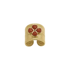Bague Naomi marron acier doré or
